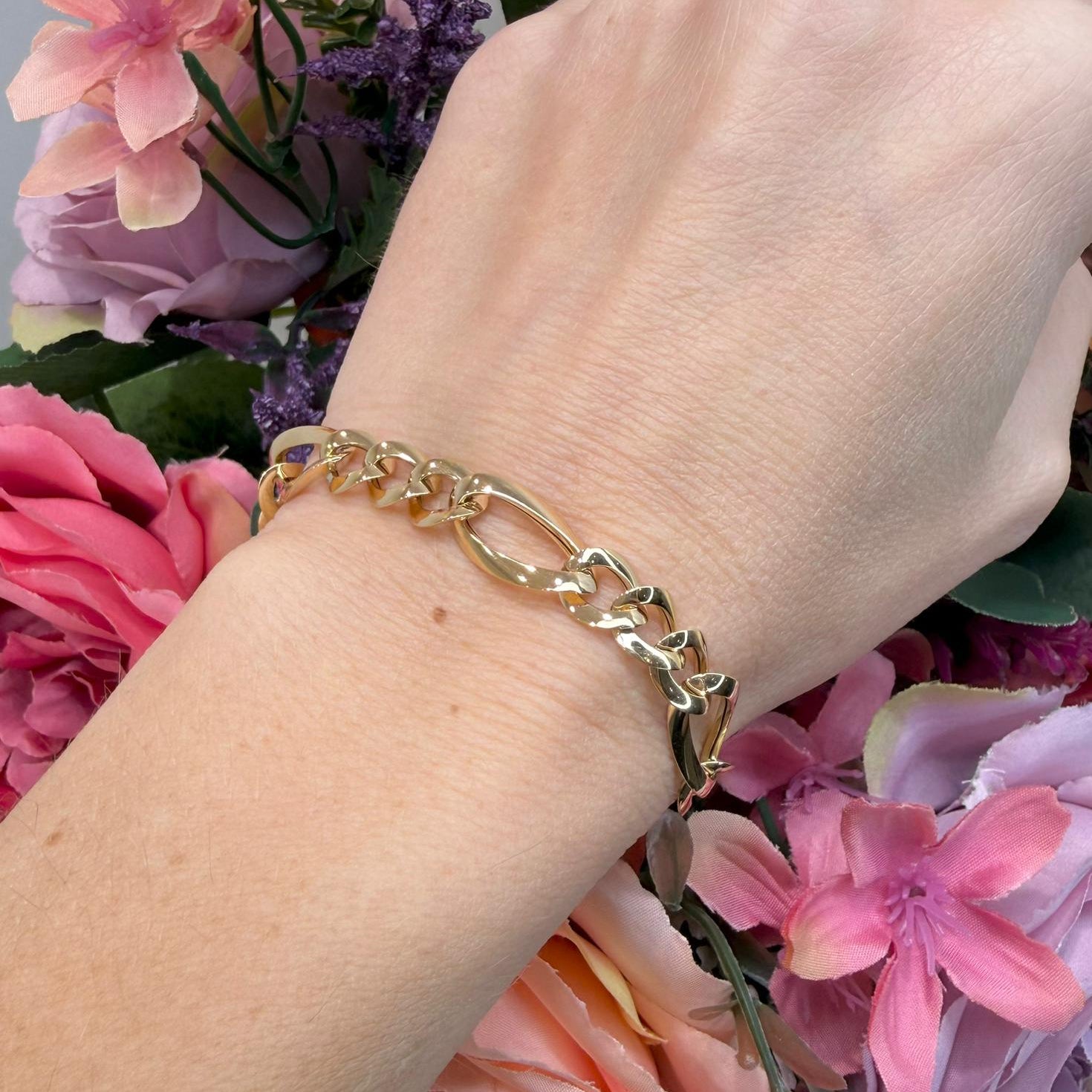 Bracciale in Oro Giallo 18 KT con Maglie Ovali Alternate
