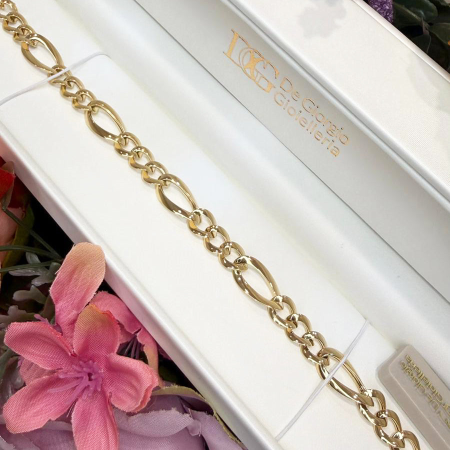 Bracciale in Oro Giallo 18 KT con Maglie Ovali Alternate