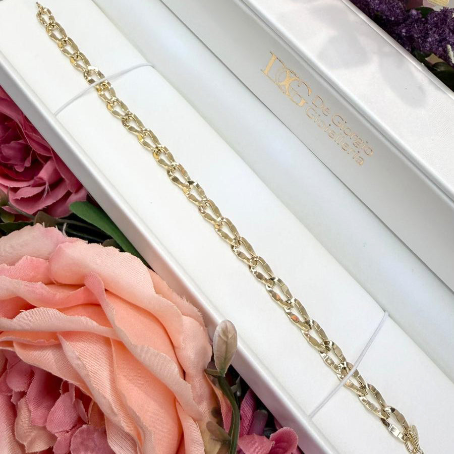 Bracciale in Oro Giallo 18 KT con Maglie Sfaccettate