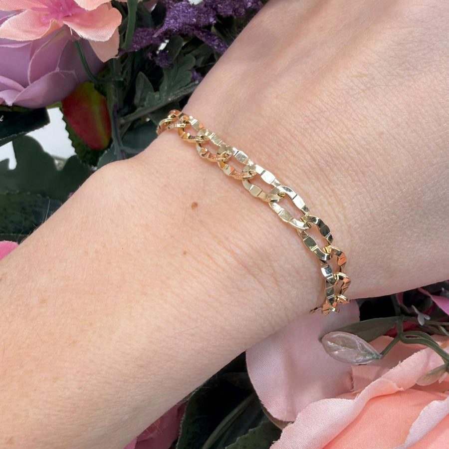 Bracciale in Oro Giallo 18 KT con Maglie Sfaccettate