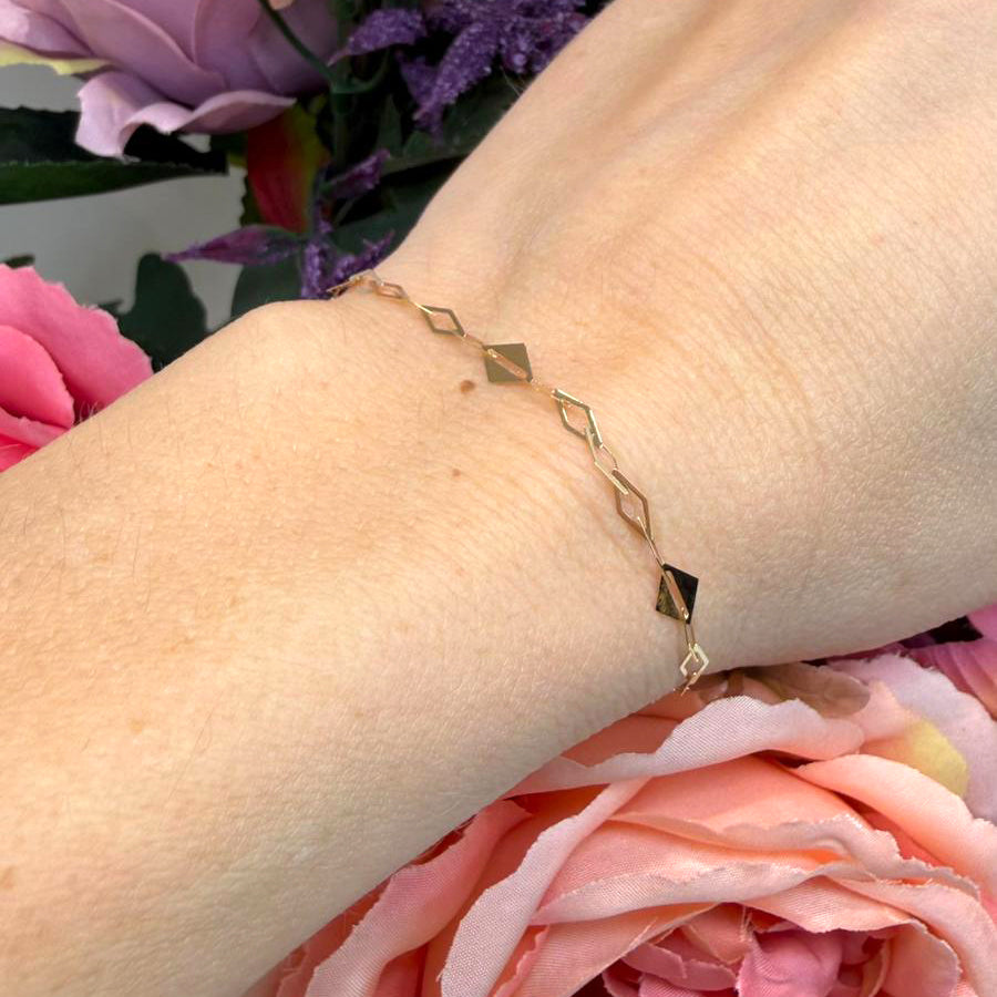 Bracciale con Rombo Geometrico in Oro Giallo 18 KT