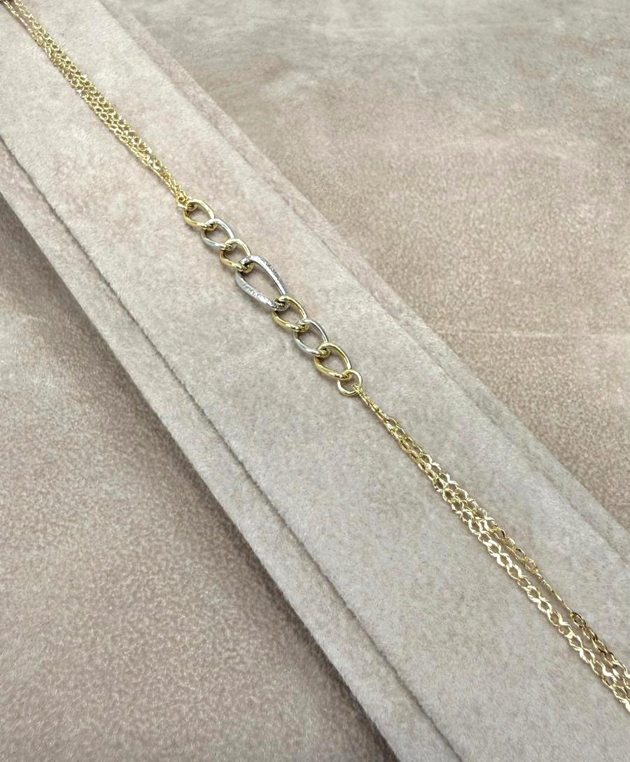 Bracciale Bicolore con Maglie Centrali in Oro 18 KT