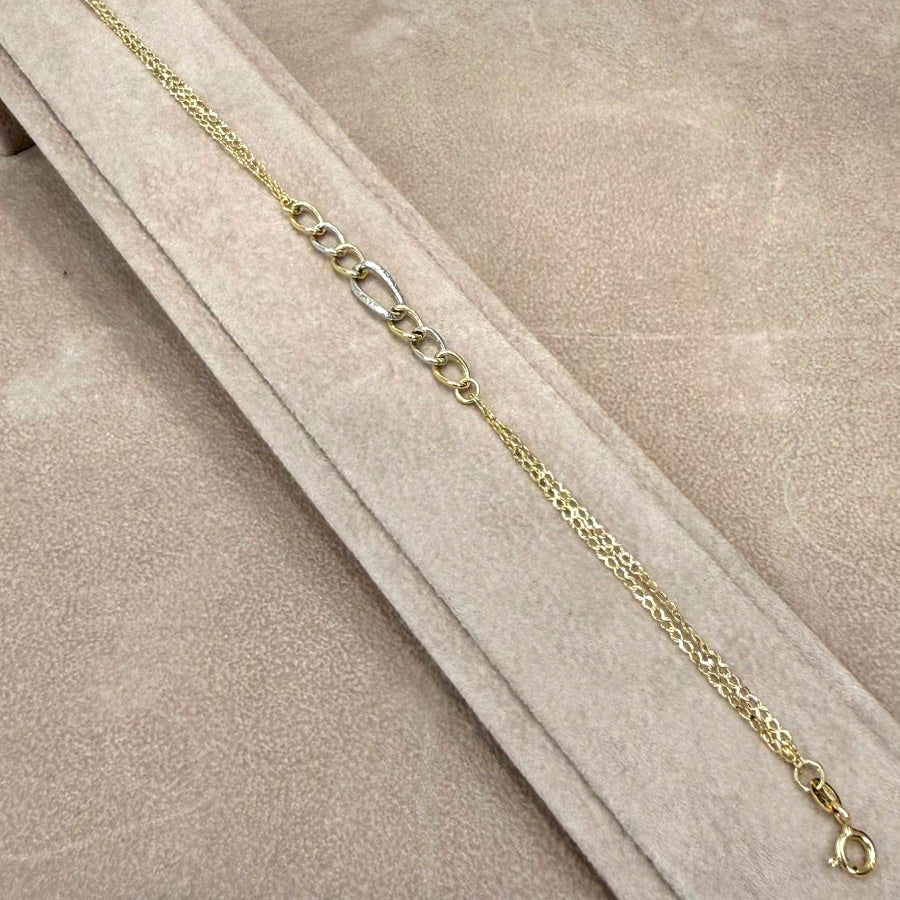 Bracciale Bicolore con Maglie Centrali in Oro 18 KT