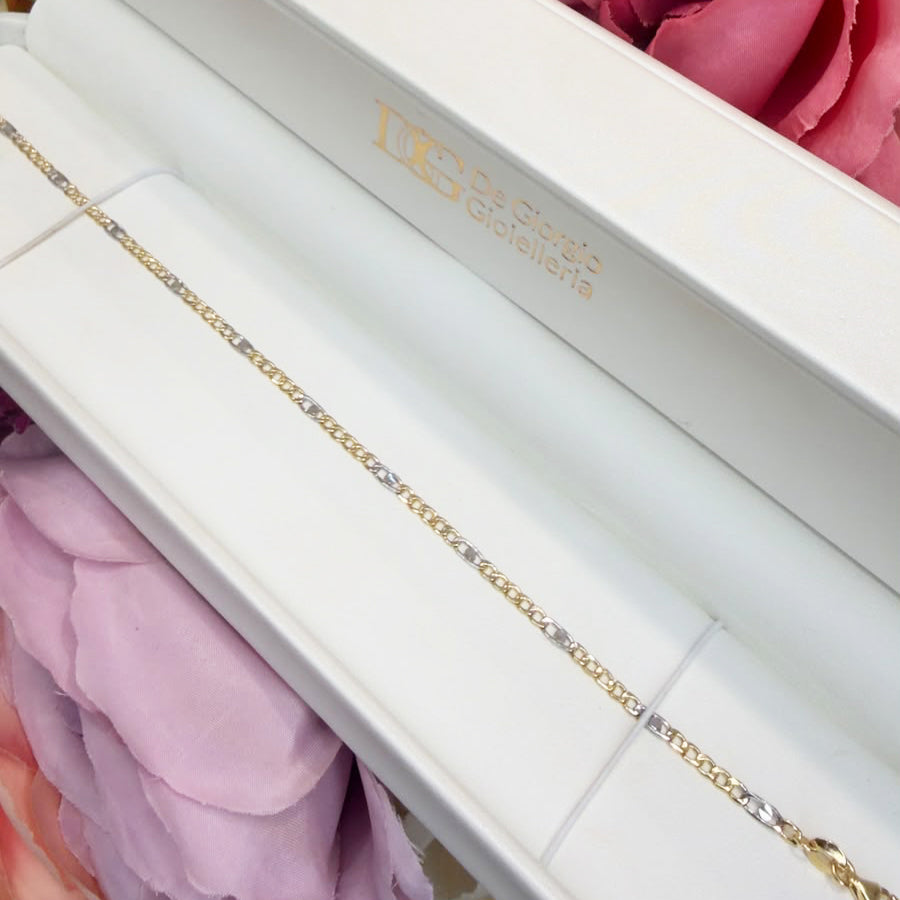 BRACCIALE GROUMETTE BICOLORE IN ORO GIALLO E BIANCO 18 KT (750)