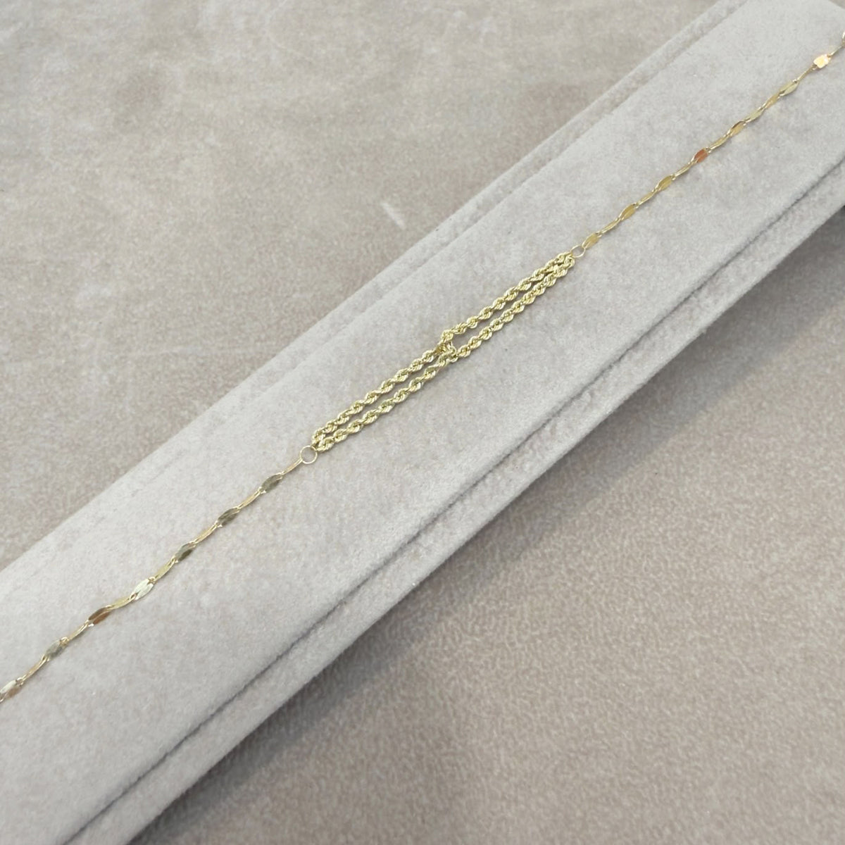 BRACCIALE DOPPIO FILO TORCHON CON NODO IN ORO GIALLO 18 KT (750)