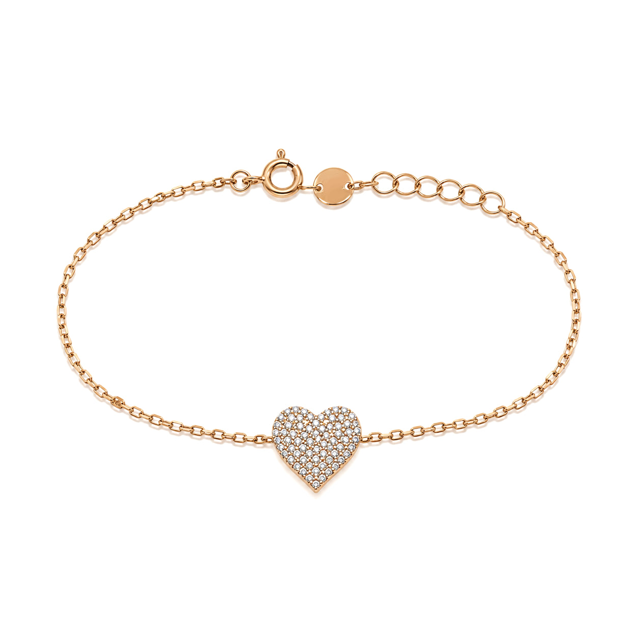BRACCIALE CUORE CON ZIRCONI PAVÉ ROSÉ IN ARGENTO 925