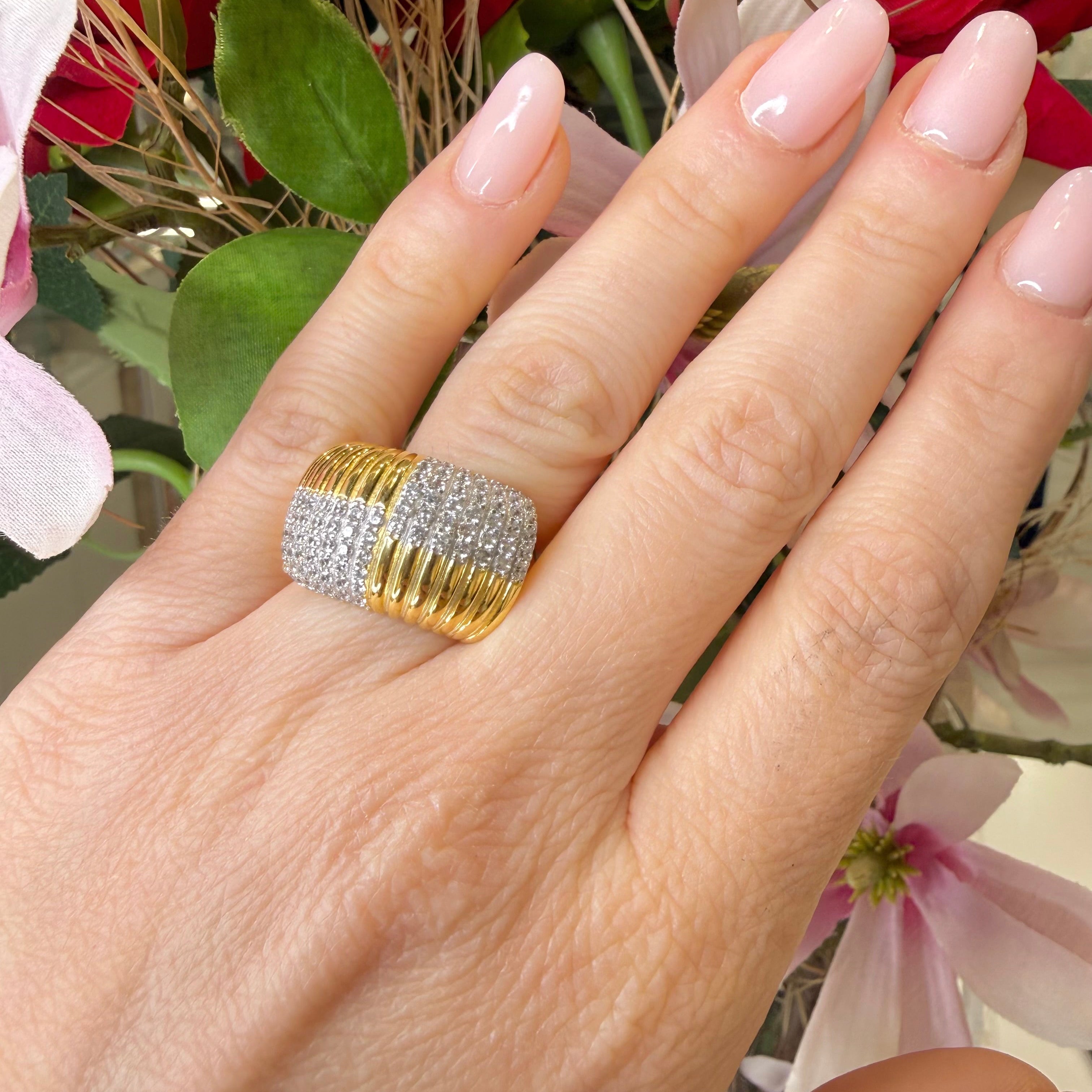 ANELLO FASCIA IN ARGENTO 925 GOLD CON ZIRCONI