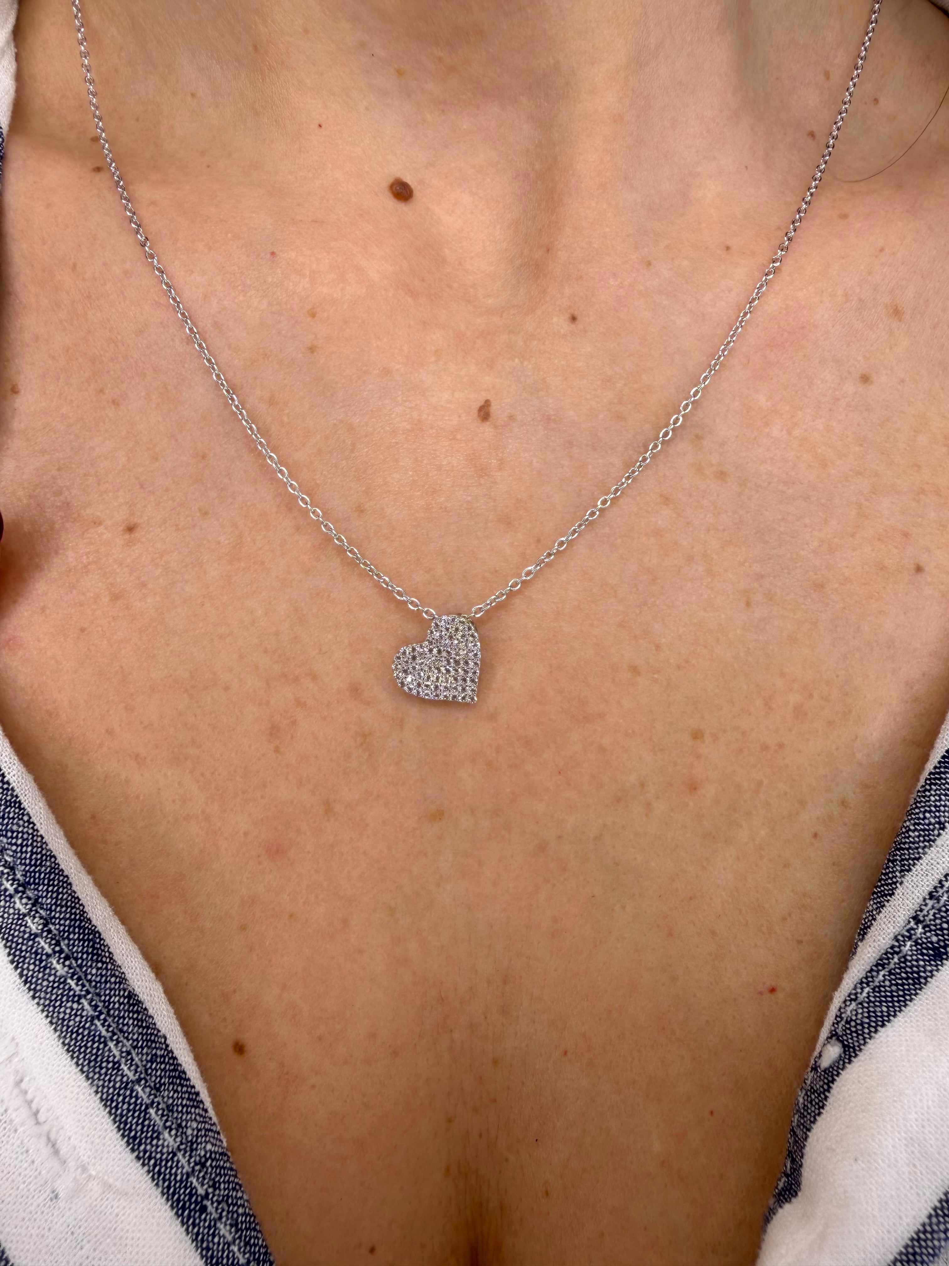 COLLANA CUORE CON ZIRCONI PAVÉ IN ARGENTO 925