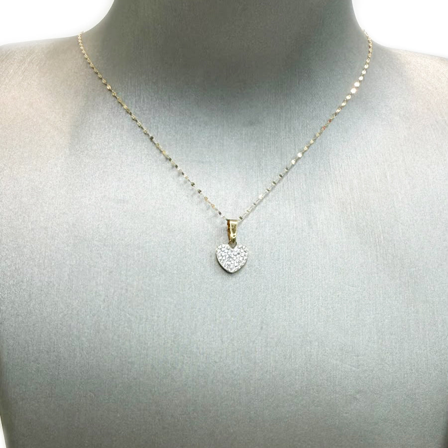 Collana con cuore di zirconi in oro giallo 18 KT (750)