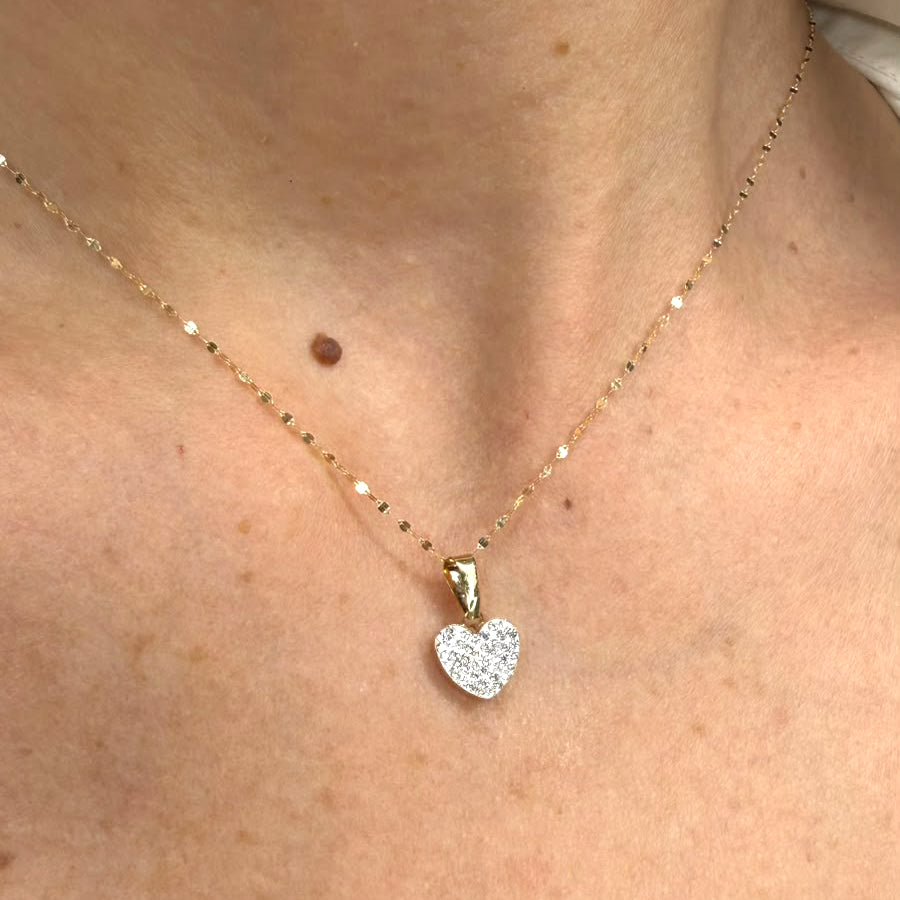 Collana con cuore di zirconi in oro giallo 18 KT (750)