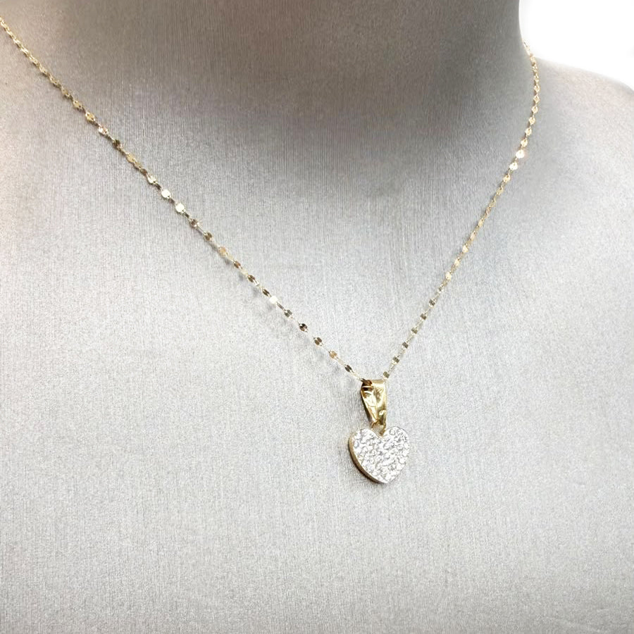 Collana con cuore di zirconi in oro giallo 18 KT (750)