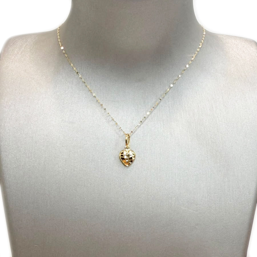 Collana con cuore sfaccettato in oro giallo 18 KT (750)
