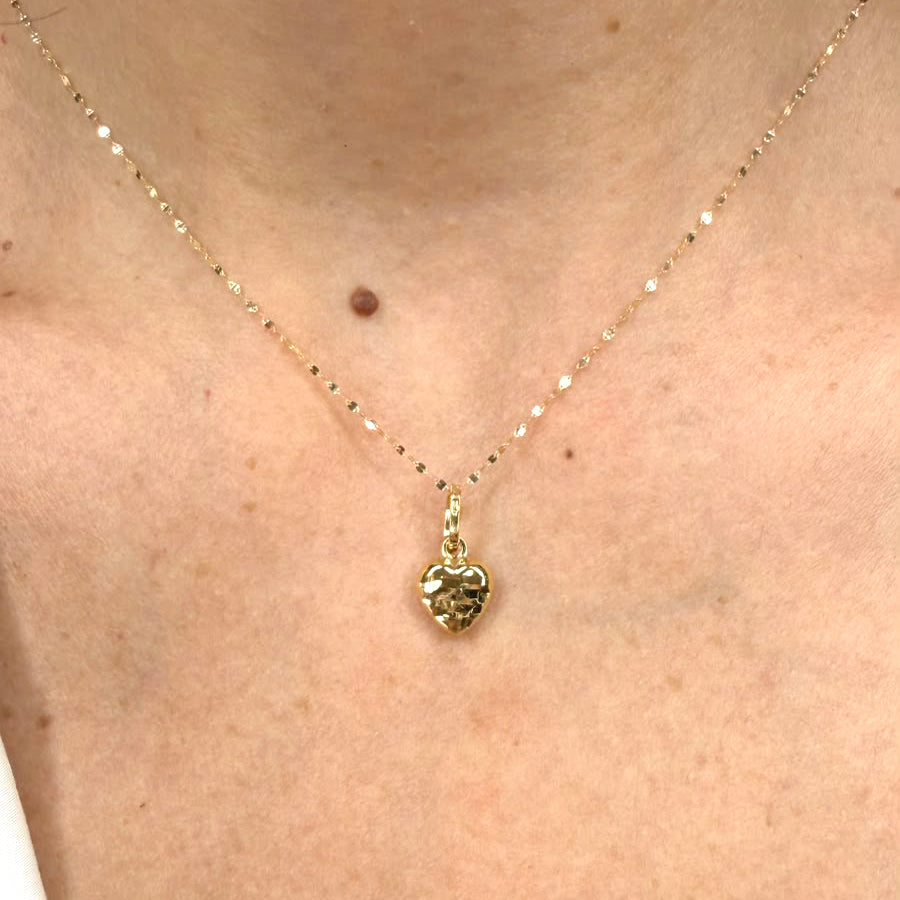 Collana con cuore sfaccettato in oro giallo 18 KT (750)