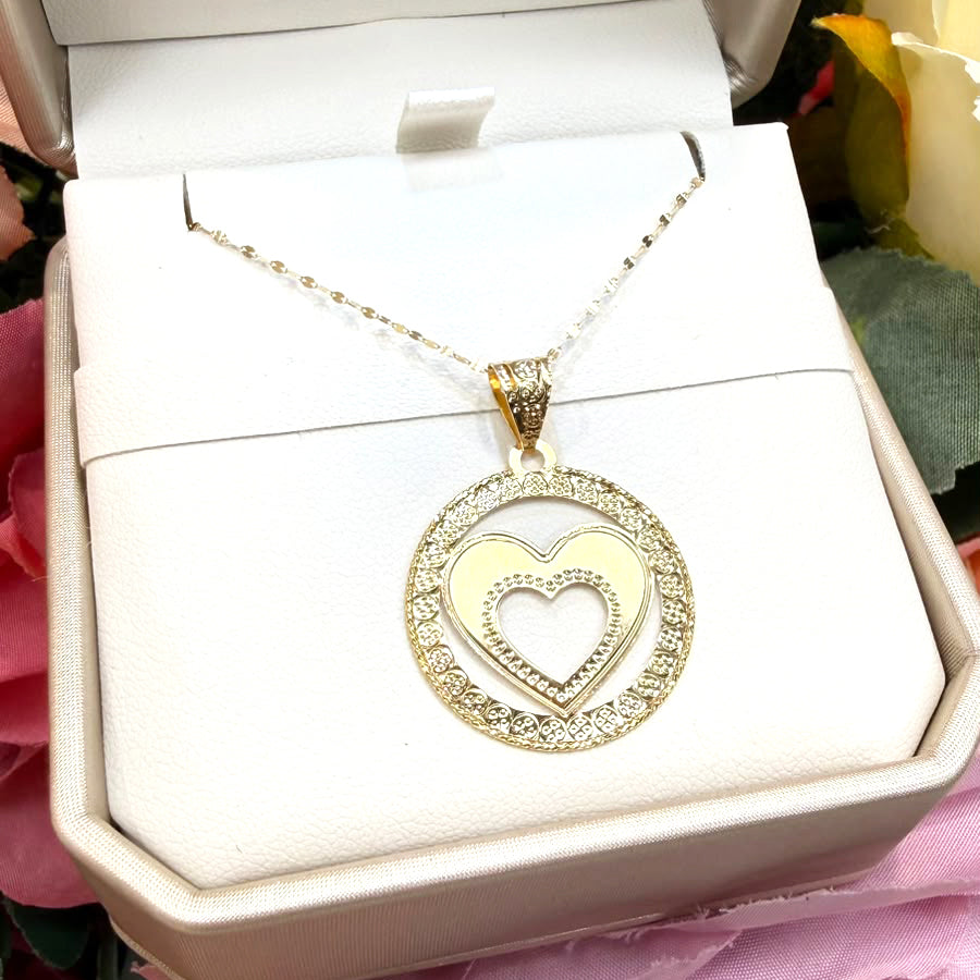 Collana con ciondolo a doppio cuore in oro giallo 18 KT (750)