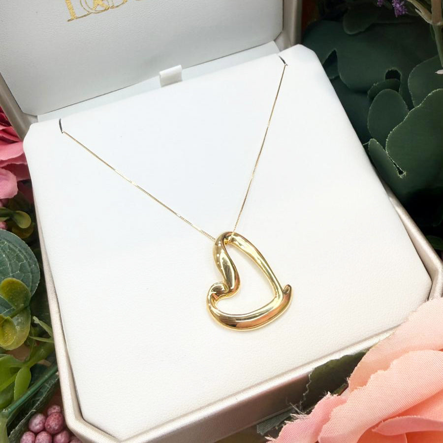 Collana con Ciondolo Cuore Stilizzato in Oro Giallo 18 KT