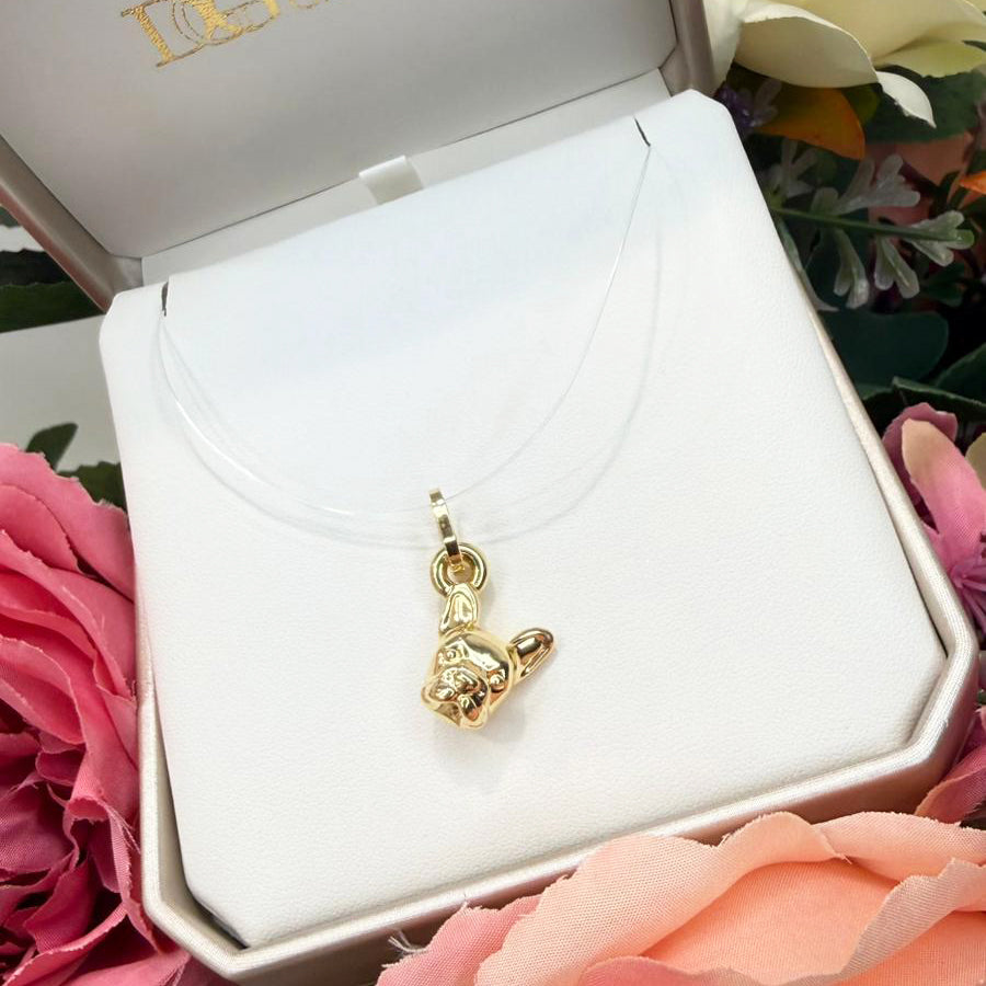 Ciondolo Bulldog Bombato in Oro Giallo 18 KT