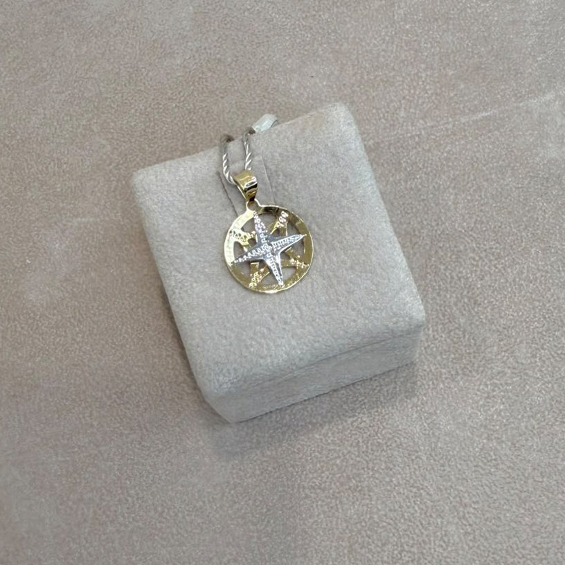 Pendente Rosa dei Venti con Stella Marina in Oro 18 KT