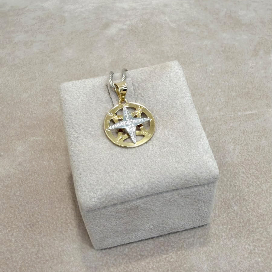 Pendente Rosa dei Venti con Stella Marina in Oro 18 KT