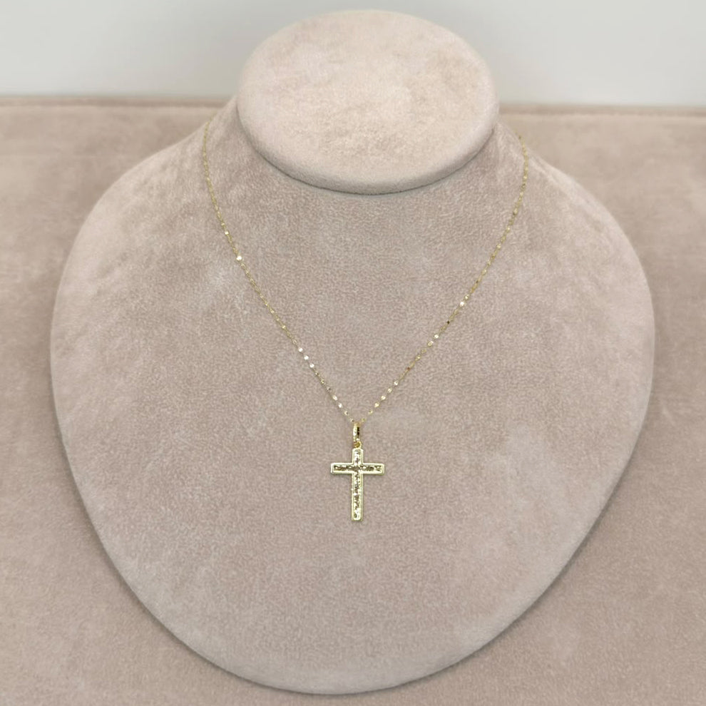 CIONDOLO CROCE IN ORO GIALLO 18 KT (750) CON COLLANA