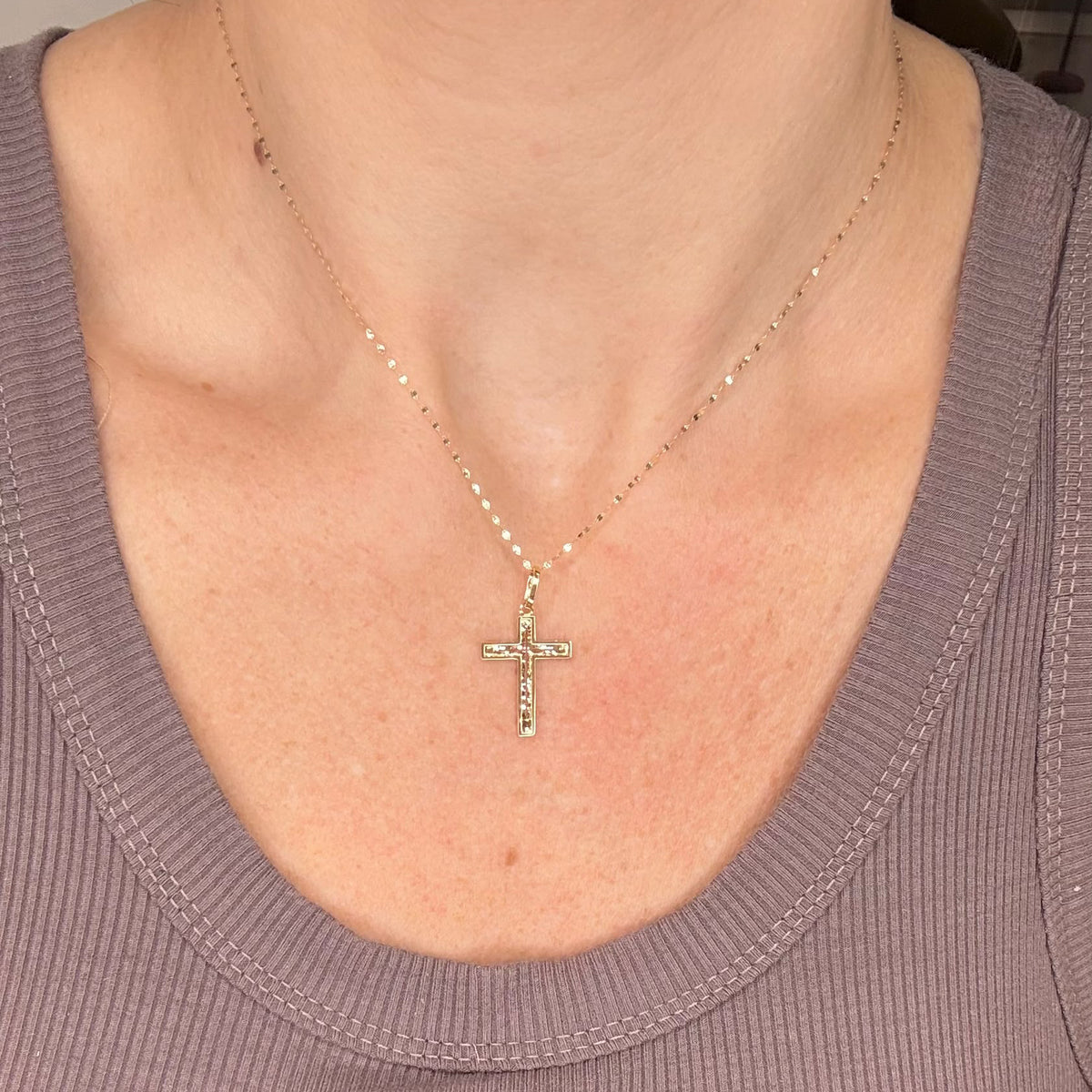 CIONDOLO CROCE IN ORO GIALLO 18 KT (750) CON COLLANA