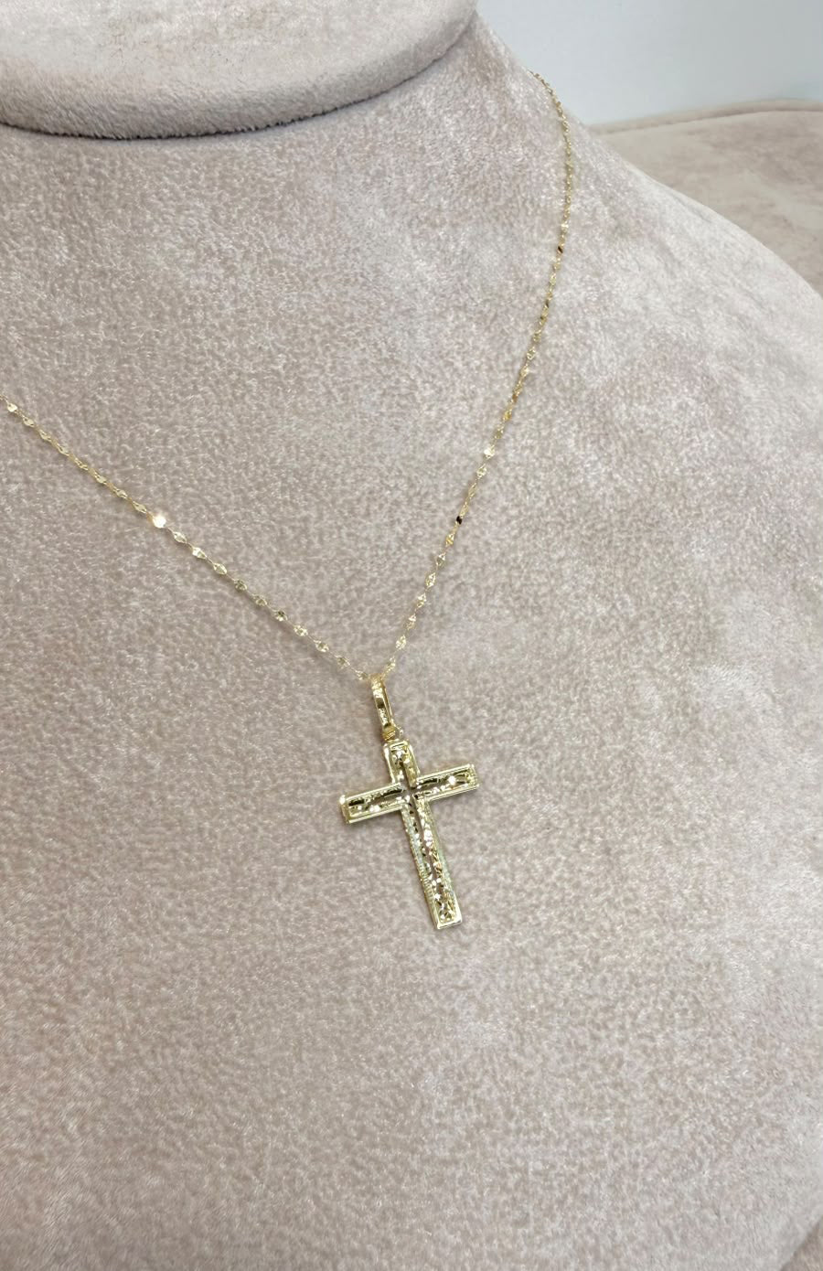 CIONDOLO CROCE IN ORO GIALLO 18 KT (750) CON COLLANA