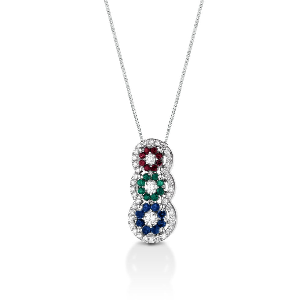 COLLANA IN ORO BIANCO 18 CARATI MULTICOLOR