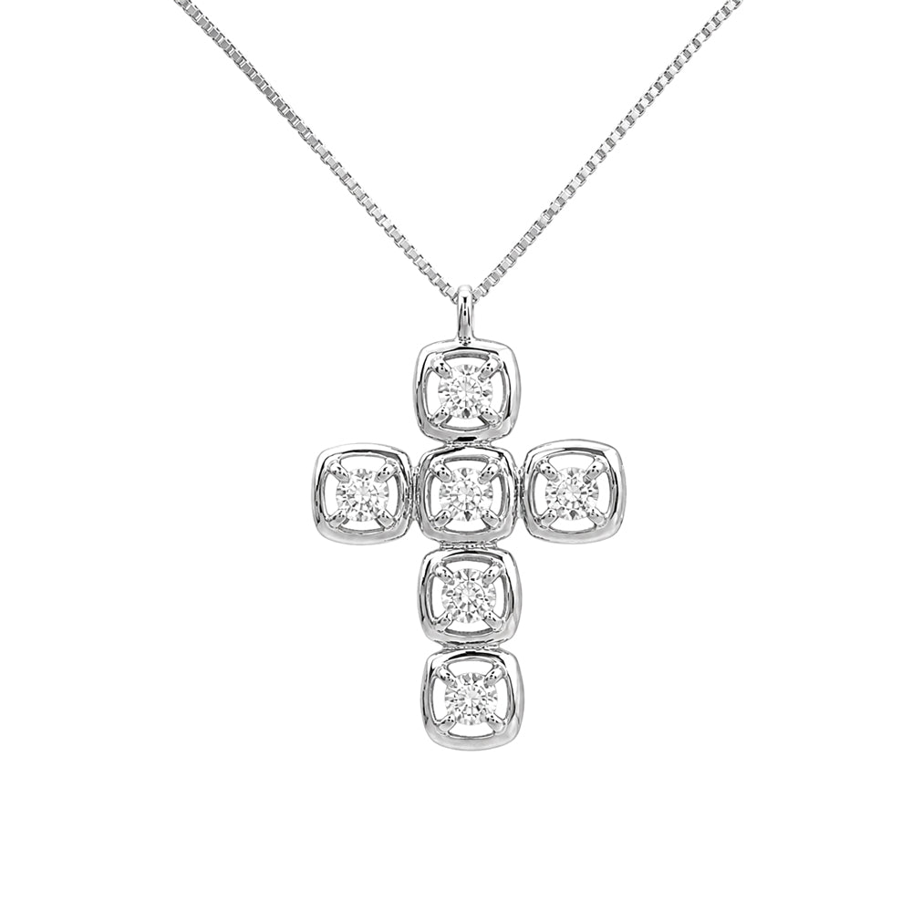 COLLANA CON CROCE UNISEX IN ORO BIANCO 18 CARATI E DIAMANTI