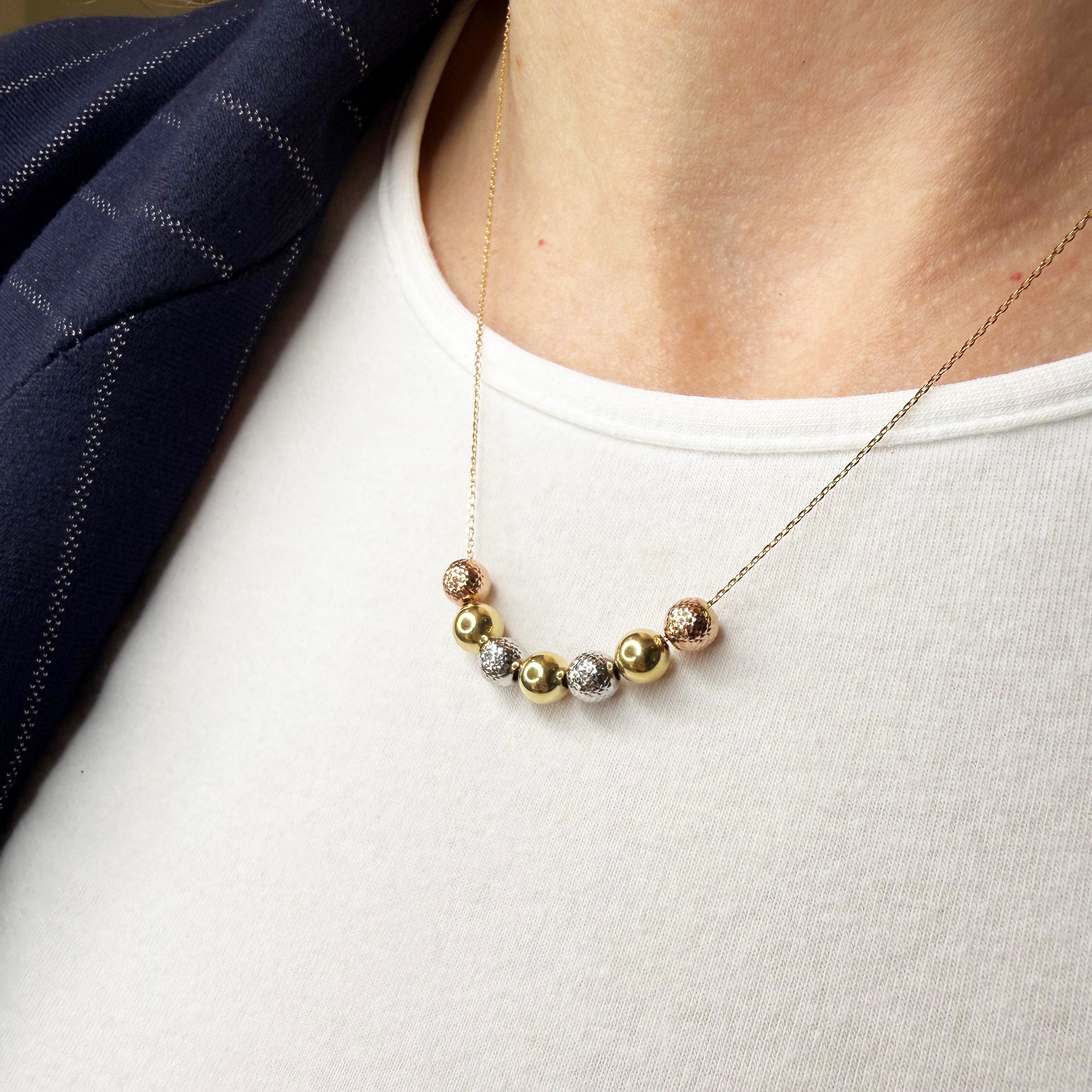 Collana con sfere in oro tricolore 18KT (750) – Made in Italy