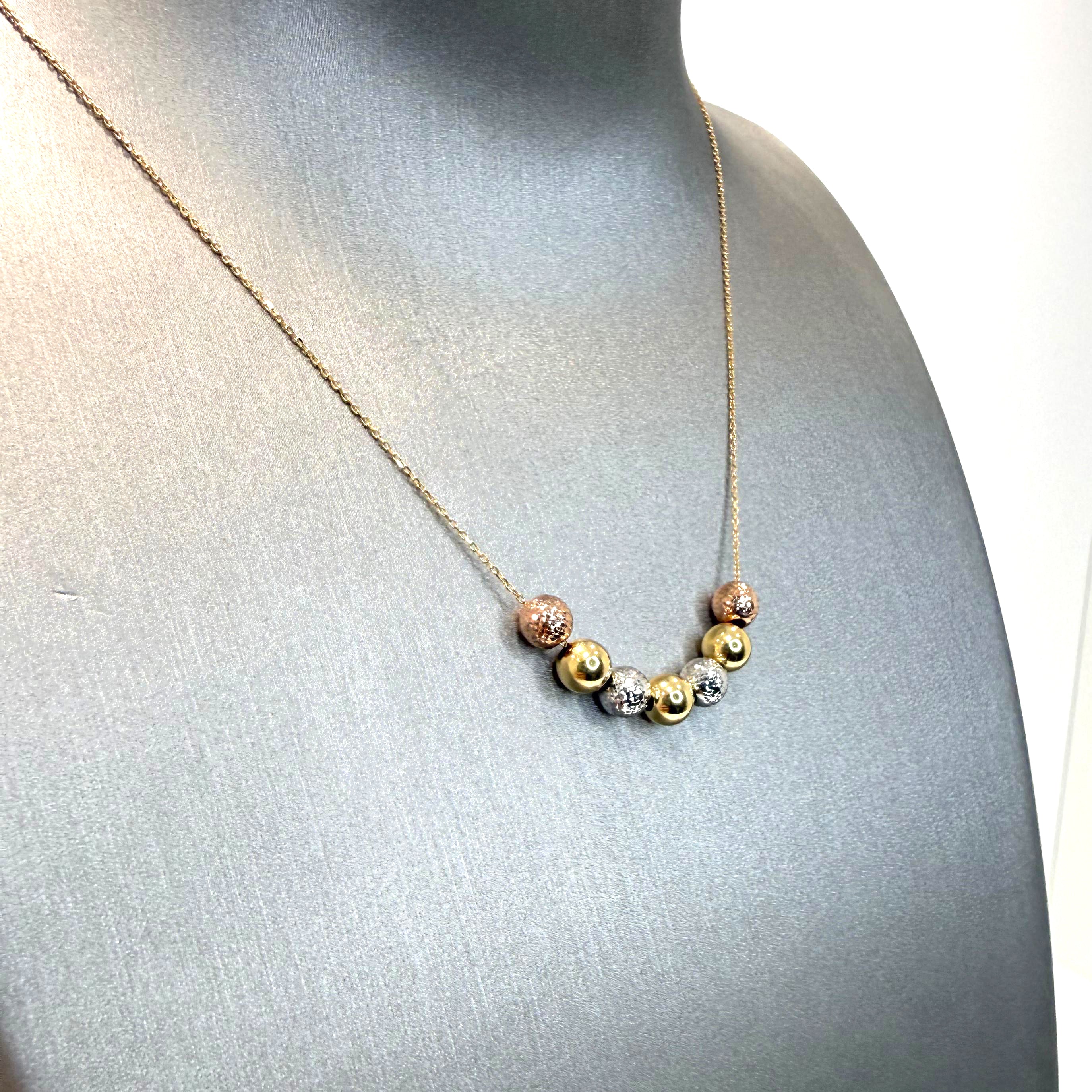 Collana con sfere in oro tricolore 18KT (750) – Made in Italy