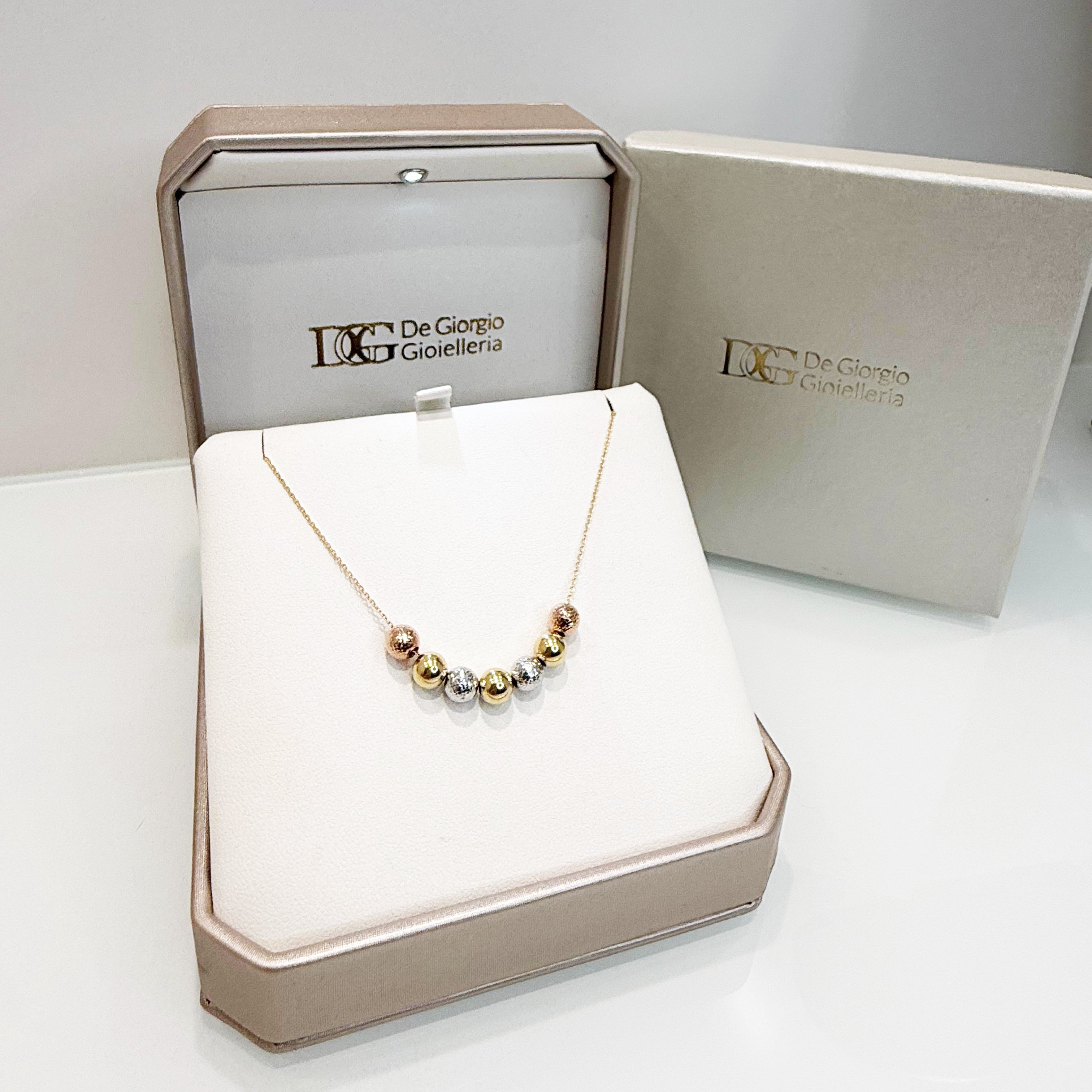 Collana con sfere in oro tricolore 18KT (750) – Made in Italy