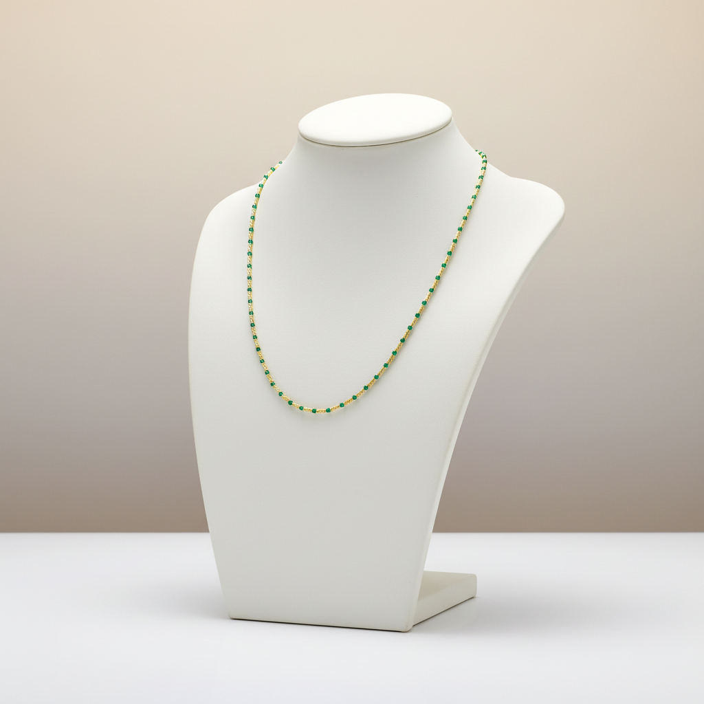 Collana con sfere verdi in oro giallo 18KT (750) – Unisex elegante