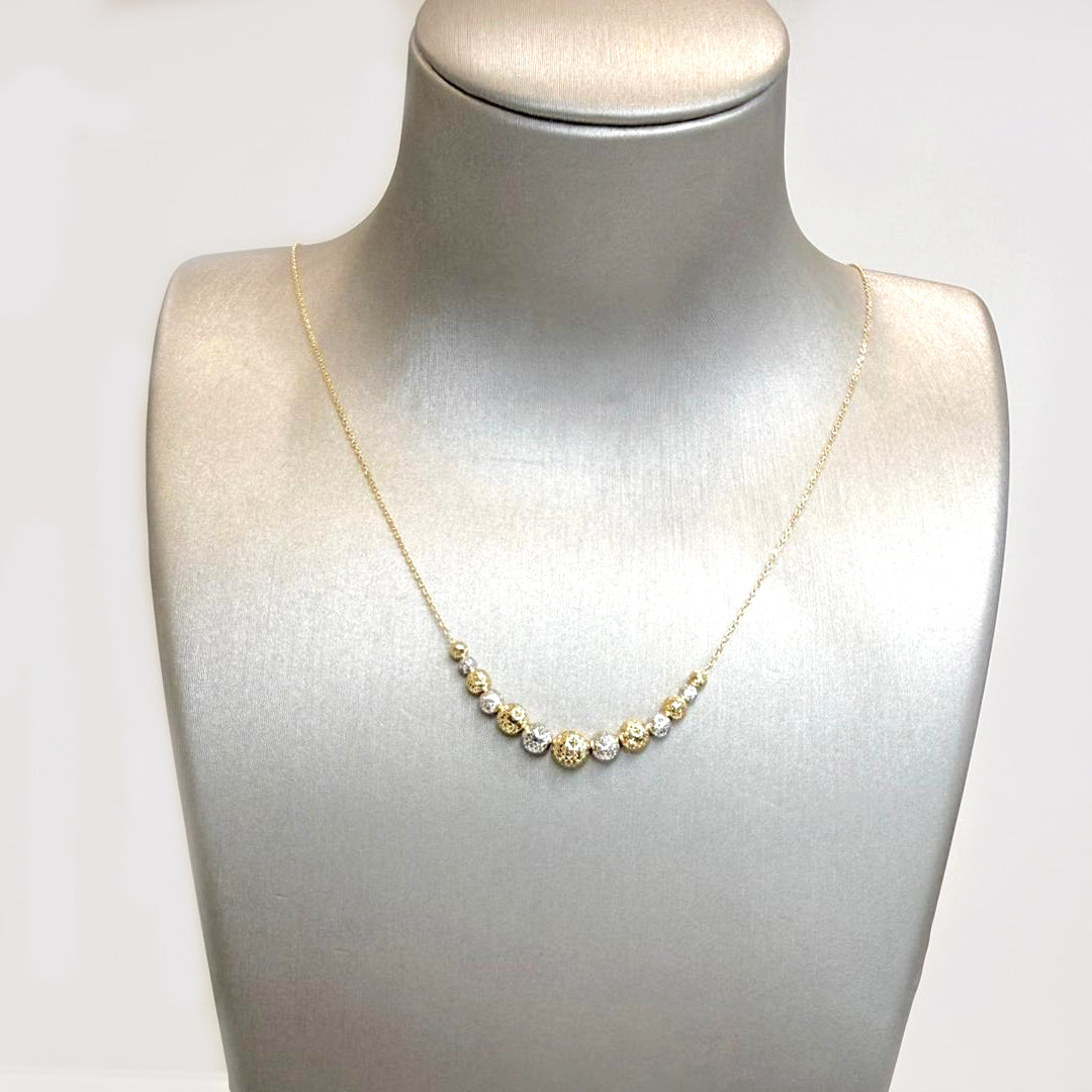 Collana con sfere diamantate bicolore in oro 18KT (750)