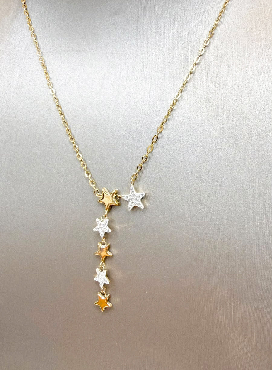 Collana con stelle e zirconi in oro giallo 18 KT (750)