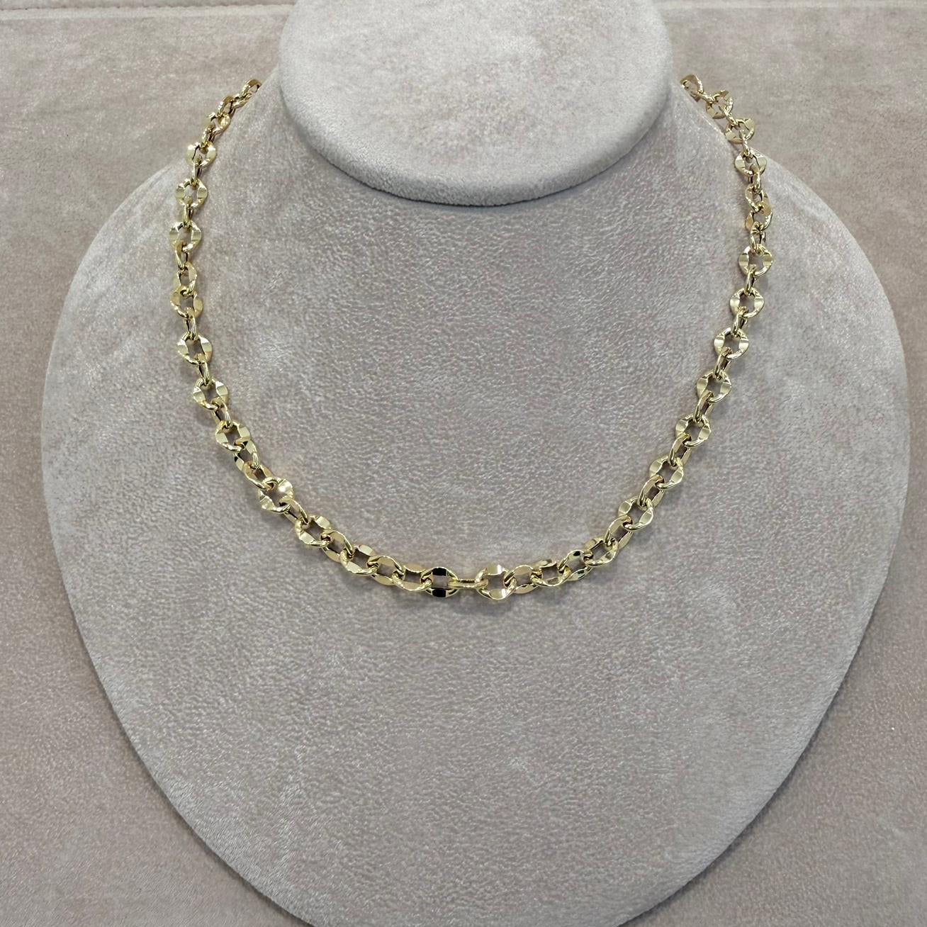Collana con Maglie Lavorate e Diamantate in Oro Giallo 18 KT