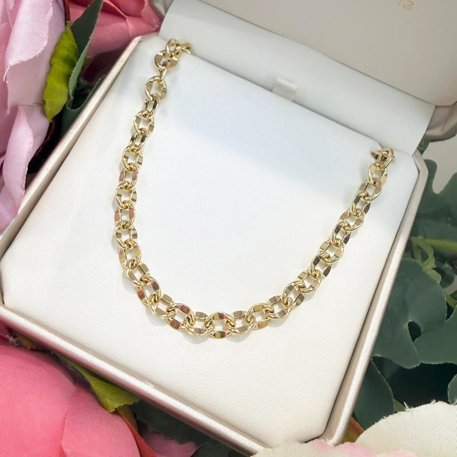 Collana con Maglie Lavorate e Diamantate in Oro Giallo 18 KT