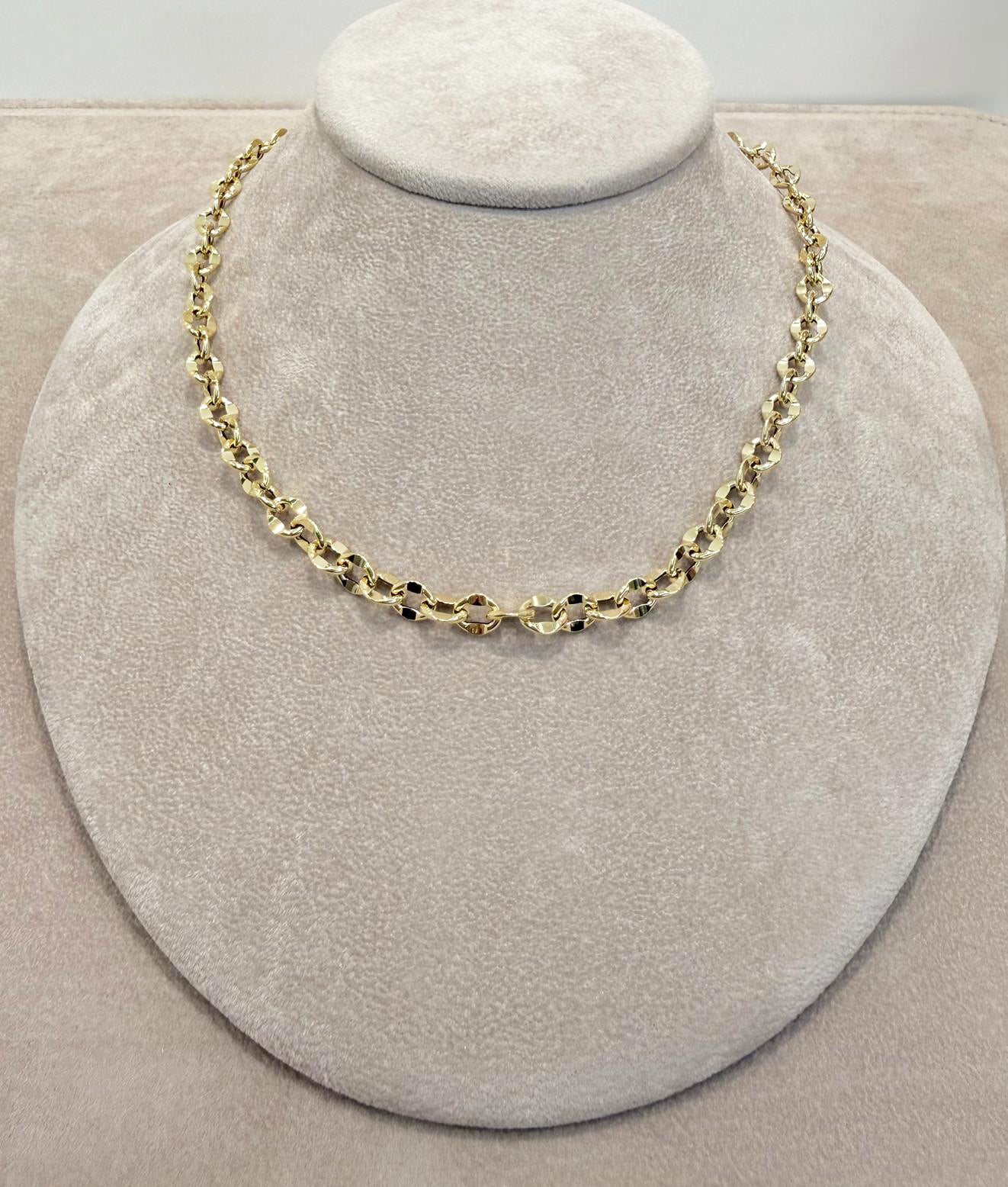 Collana con Maglie Lavorate e Diamantate in Oro Giallo 18 KT