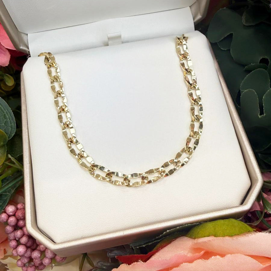 Collana con Maglie Geometriche Sfaccettate in Oro Giallo 18 KT