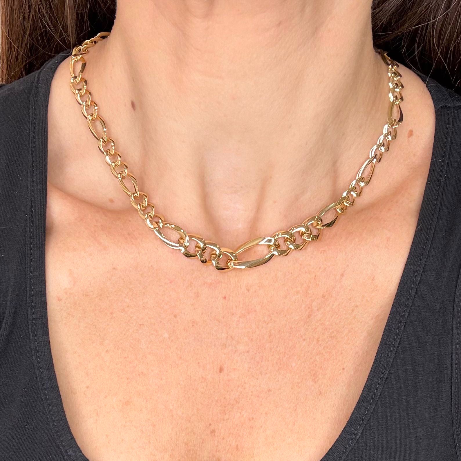 Collana a Maglie Alternate in Oro Giallo 18 KT