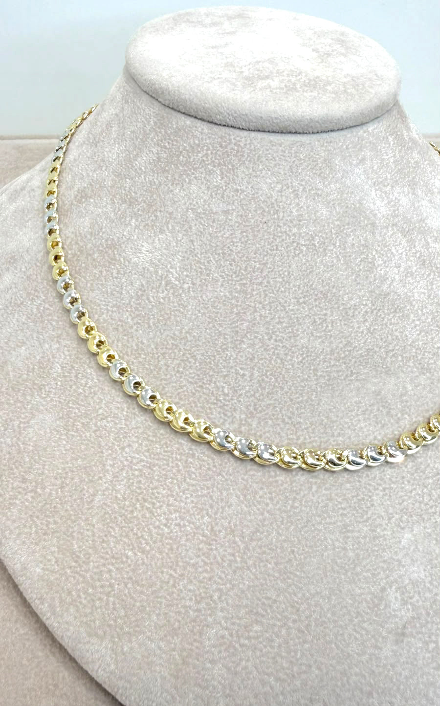 Collana Uomo Bicolore a Maglie Intrecciate in Oro 18 KT