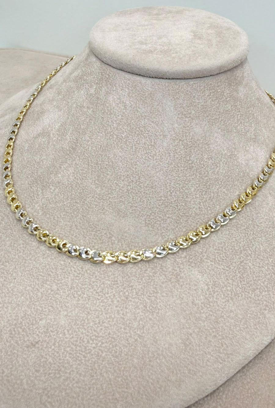 Collana Uomo Bicolore a Maglie Intrecciate in Oro 18 KT