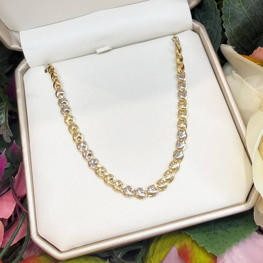 Collana Uomo Bicolore a Maglie Intrecciate in Oro 18 KT