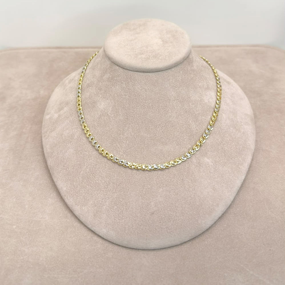 Collana Uomo Bicolore a Maglie Intrecciate in Oro 18 KT