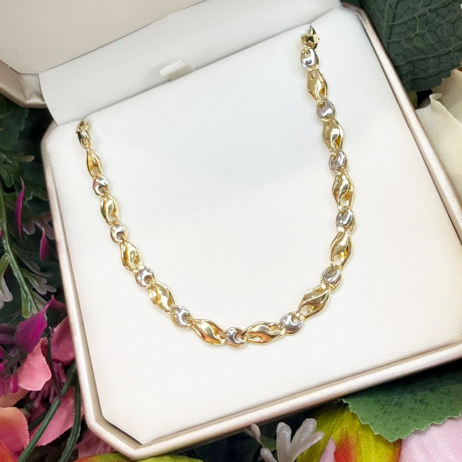 Collana Uomo Bicolore a Maglie Lavorate in Oro 18 KT