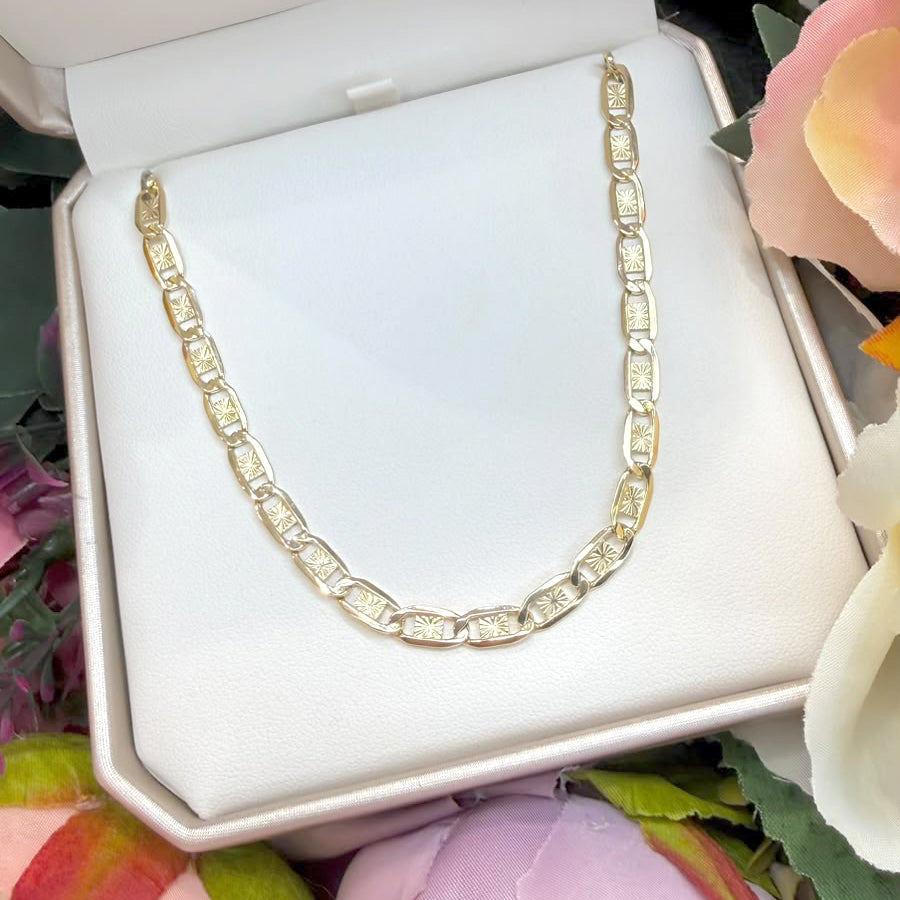 COLLANA UOMO A MAGLIA RETTANGOLARE LAVORATA IN ORO GIALLO 18 KT (750)