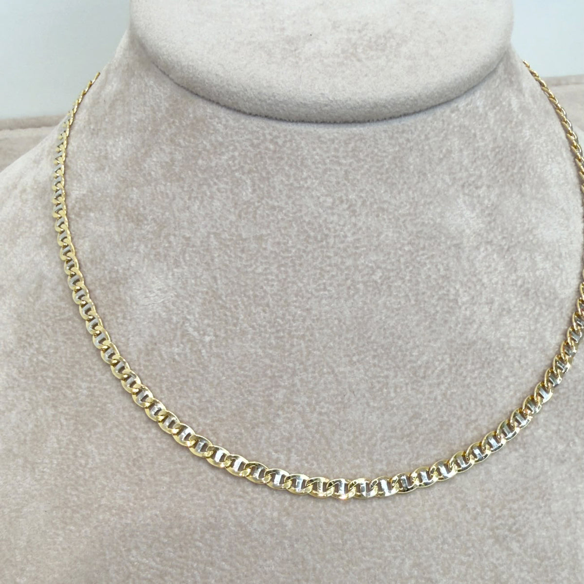 COLLANA MAGLIA MARINA IN ORO GIALLO E BIANCO 18 KT (750)