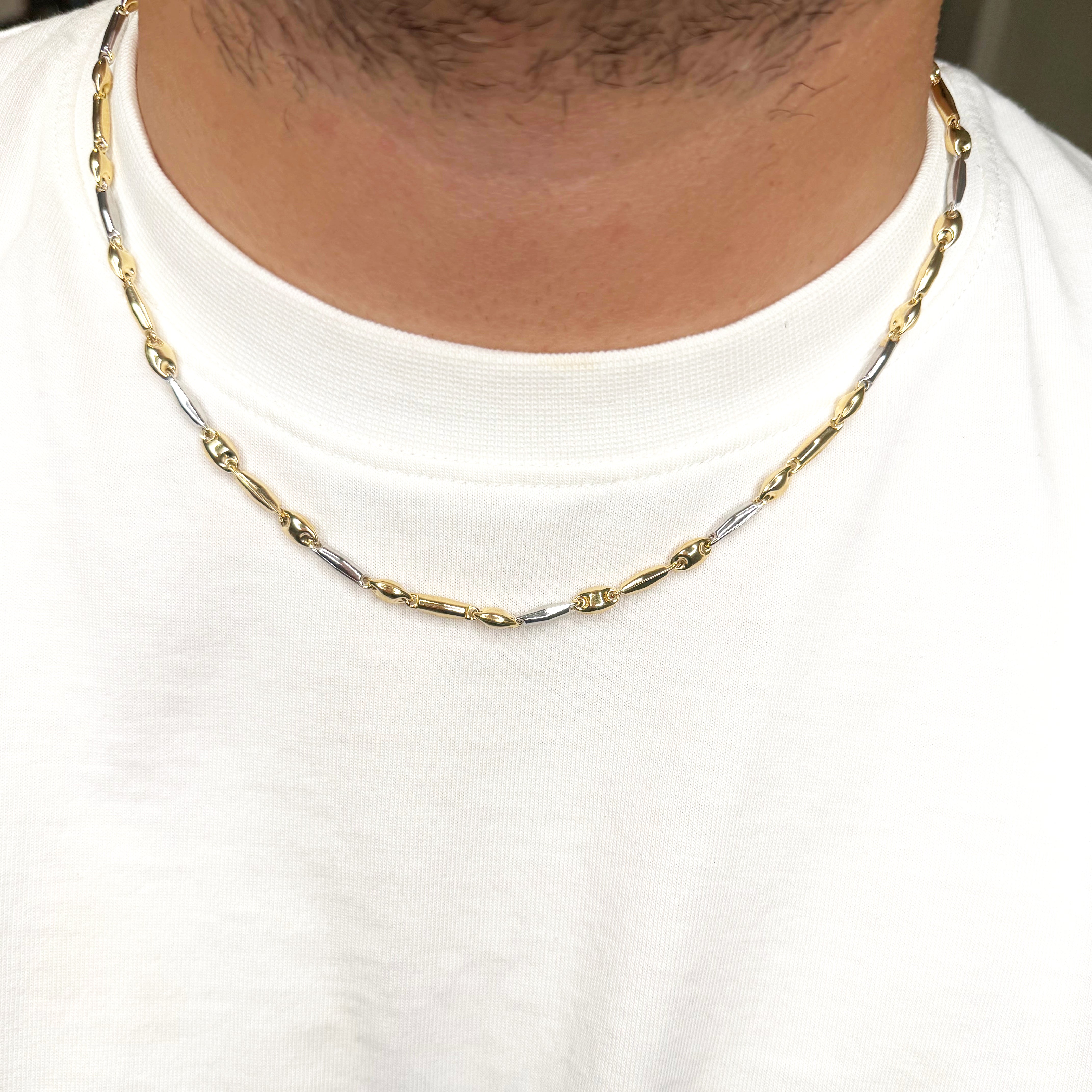 COLLANA UOMO BICOLORE IN ARGENTO 925 DORATO E SILVER