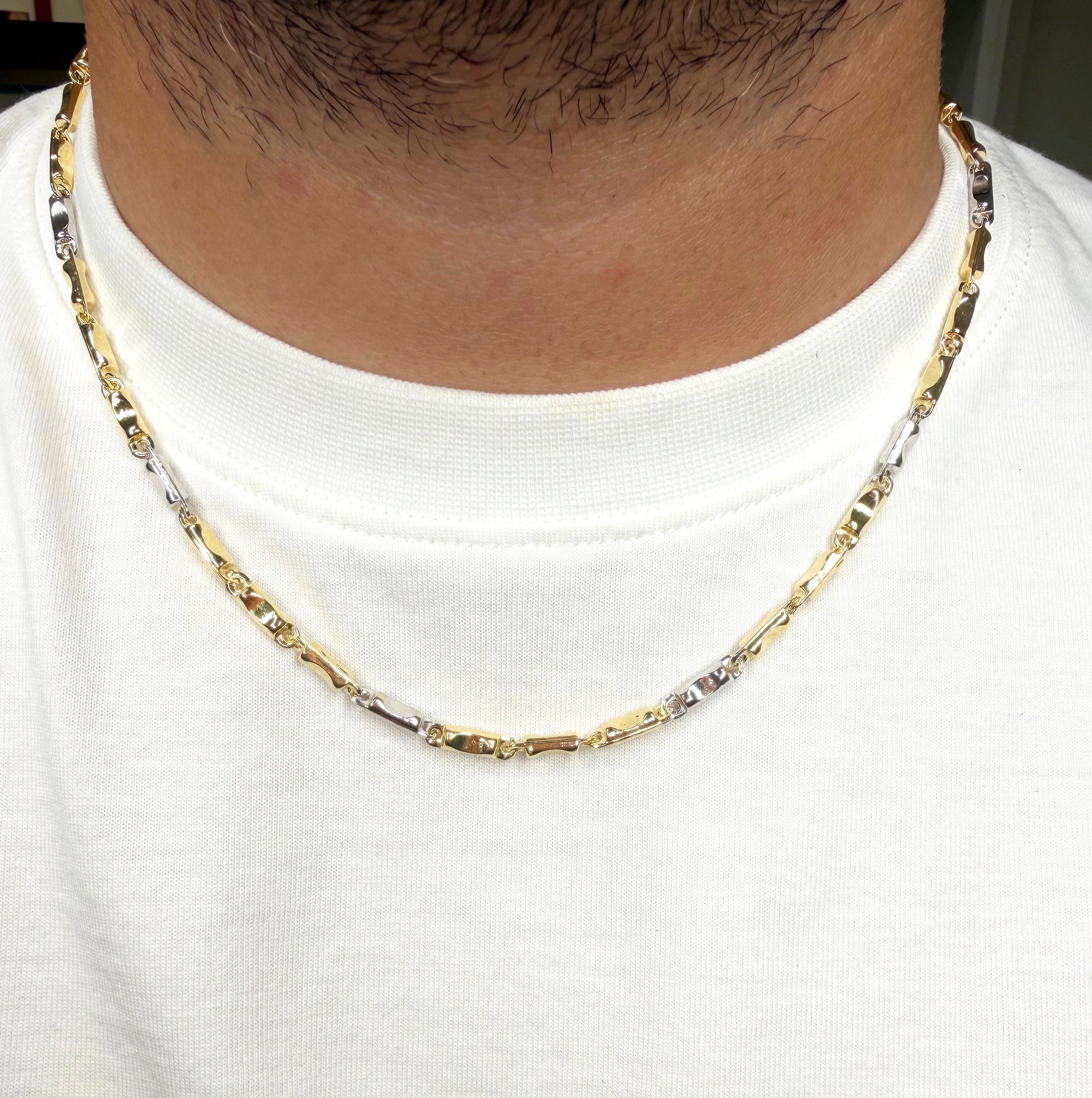 COLLANA UOMO BICOLORE IN ARGENTO 925 DORATO E SILVER