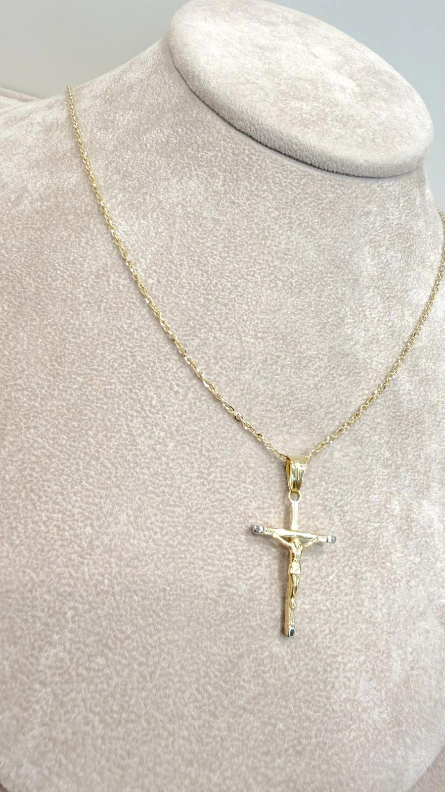 Collana da Uomo con Crocifisso Bicolore in Oro 18 KT