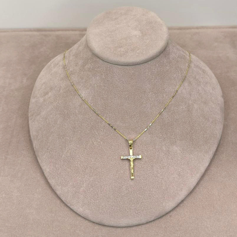Collana da Uomo con Crocifisso Bicolore in Oro 18 KT