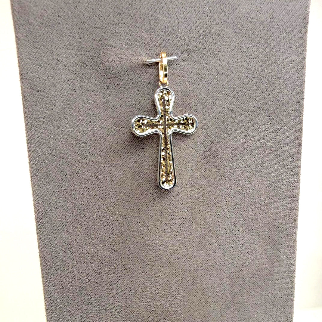 Ciondolo croce da uomo lavorata in oro bicolore 18KT (750)